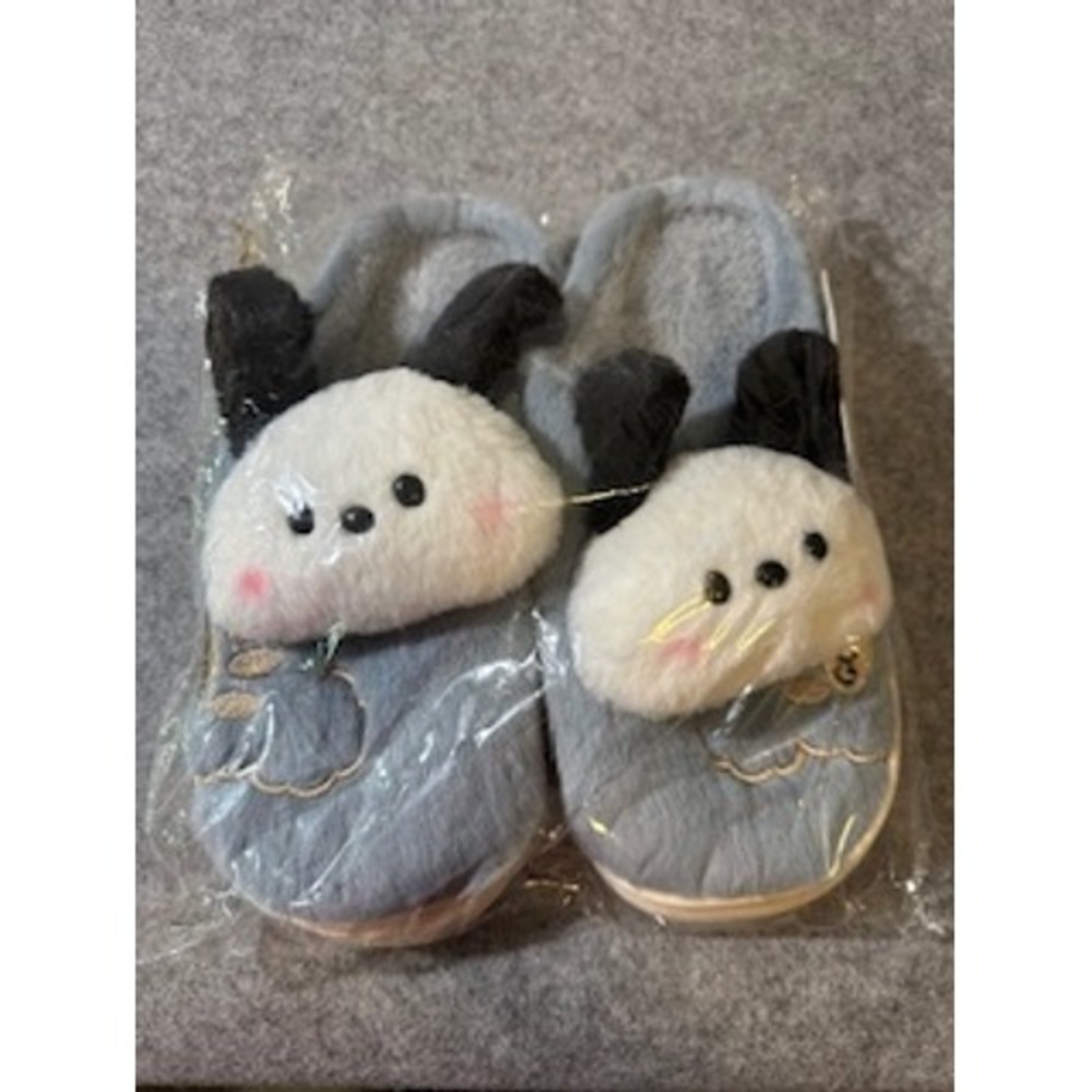 Bingbing Womens Blue Plush Cartoon Dog Slippers Faux Fur House Shoes Size‎ 42-43